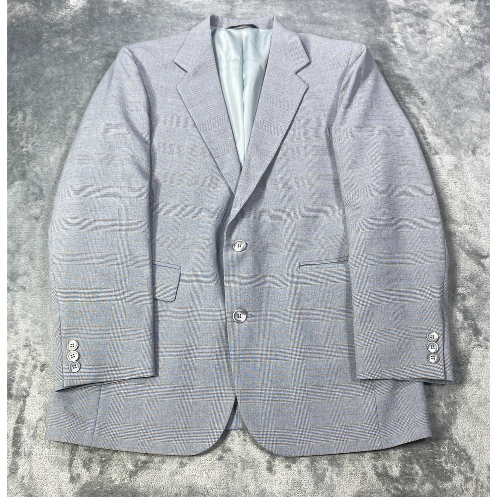 Vintage‎ Haggar Blazer Jacket Mens 38S Gray Glen Plaid Sport Coat Magic Stretch